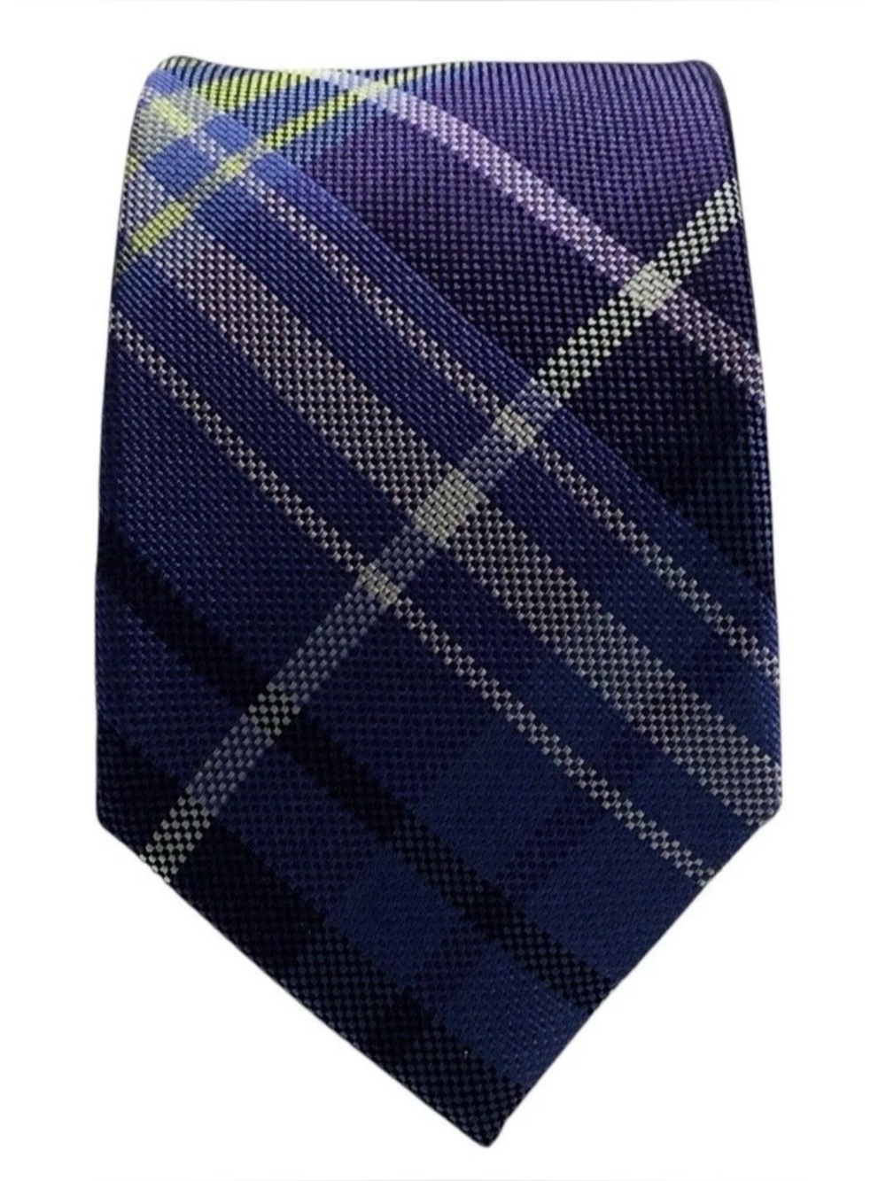 Ben Sherman Slim Necktie Mens Purple Plaid Woven 100% Silk Skinny Dress Tie 58”